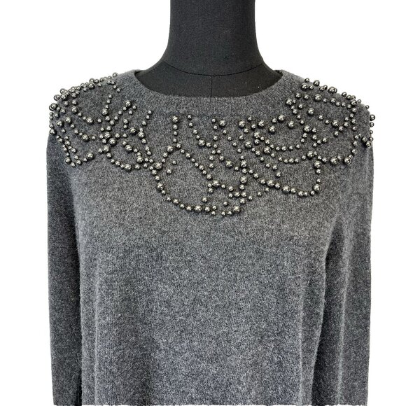 Neiman Marcus Sweater Womens 100% Cashmere Sweater Size L, Pearlized beading Lux - Picture 1 of 8